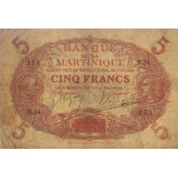 Martinique - Pick 6A_1 - 5 francs - Série N.34 - 1903 - Etat : TB+