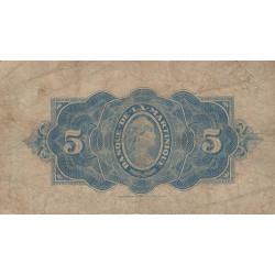 Martinique - Pick 16-1 - 5 francs - 1942 - Etat : TB-