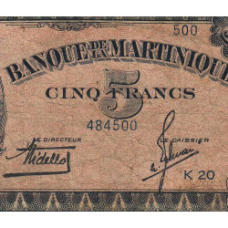 Martinique - Pick 16-1 - 5 francs - 1942 - Etat : TB-