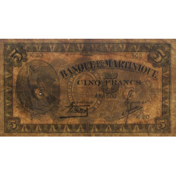 Martinique - Pick 16-1 - 5 francs - 1942 - Etat : TB-