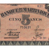 Martinique - Pick 16-1 - 5 francs - 1942 - Etat : SPL