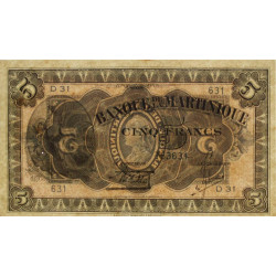 Martinique - Pick 16-1 - 5 francs - 1942 - Etat : SPL