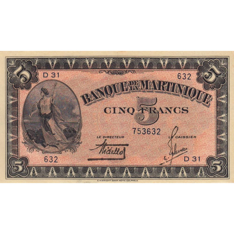 Martinique - Pick 16-1 - 5 francs - 1942 - Etat : SPL