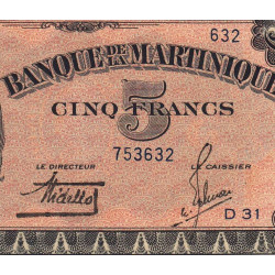 Martinique - Pick 16-1 - 5 francs - 1942 - Etat : SPL