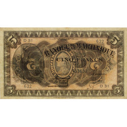 Martinique - Pick 16-1 - 5 francs - 1942 - Etat : SPL