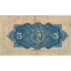 Martinique - Pick 16-1 - 5 francs - 1942 - Etat : TB+