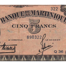 Martinique - Pick 16-1 - 5 francs - 1942 - Etat : TB+