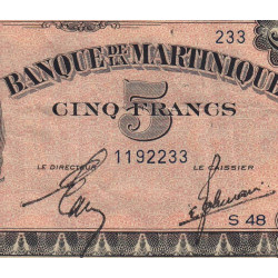 Martinique - Pick 16-2a - 5 francs - 1944 - Etat : TTB