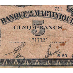 Martinique - Pick 16-2b - 5 francs - 1944 - Etat : TB-