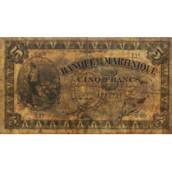 Martinique - Pick 16-2b - 5 francs - 1944 - Etat : TB-