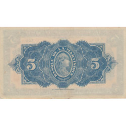 Martinique - Pick 16-2b - 5 francs - 1944 - Etat : SUP