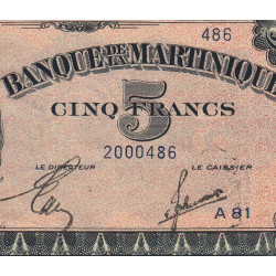 Martinique - Pick 16-2b - 5 francs - 1944 - Etat : SUP