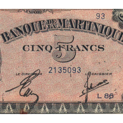 Martinique - Pick 16-2b - 5 francs - 1944 - Etat : TTB-