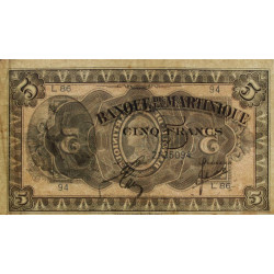 Martinique - Pick 16-2b - 5 francs - 1944 - Etat : SUP