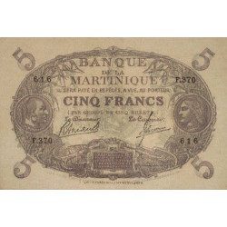 Martinique - Pick 6_3 - 5 francs - Série F.370 - 1945 - Etat : SUP+