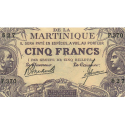 Martinique - Pick 6_3 - 5 francs - Série F.370 - 1945 - Etat : SUP
