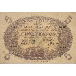 Martinique - Pick 6_3 - 5 francs - Série F.370 - 1945 - Etat : SUP