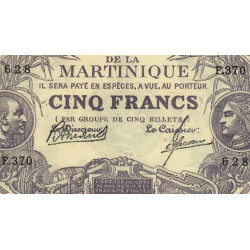 Martinique - Pick 6_3 - 5 francs - Série F.370 - 1945 - Etat : SUP