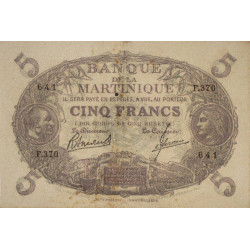 Martinique - Pick 6_3 - 5 francs - Série F.370 - 1945 - Etat : TTB+
