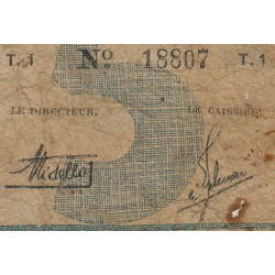 Martinique - Pick 16A - 5 francs - 1941 - Etat : B-