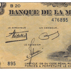Martinique - Pick 17-1 - 25 francs - 1943 - Etat : TTB+