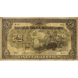 Martinique - Pick 17-1 - 25 francs - 1943 - Etat : TTB+