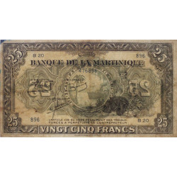 Martinique - Pick 17-1 - 25 francs - 1943 - Etat : TTB+