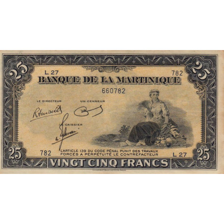 Martinique - Pick 17-3 - 25 francs - 1945 - Etat : SUP+