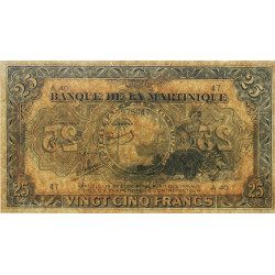 Martinique - Pick 17-3 - 25 francs - 1945 - Etat : SPL