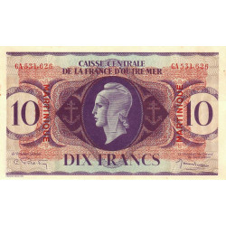 Martinique - France Outre-Mer - Pick 23 - 10 francs - Série GA - 1944 - Etat : SUP+