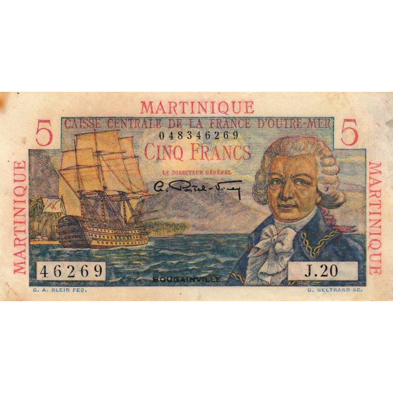 Martinique - Pick 27 - 5 francs - Série J.20 - 1946 - Etat : TB