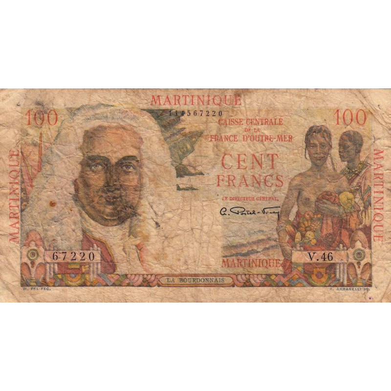Martinique - Pick 31 - 100 francs - Série V.46 - 1946 - Etat : B