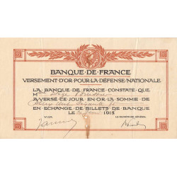 Versement d'or pour la Défense Nationale - 1915 - Etat : TB+