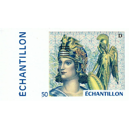 Athena à droite - 50 francs - DIS-04-B-01 - Couleur bleue dominante - Etat : NEUF