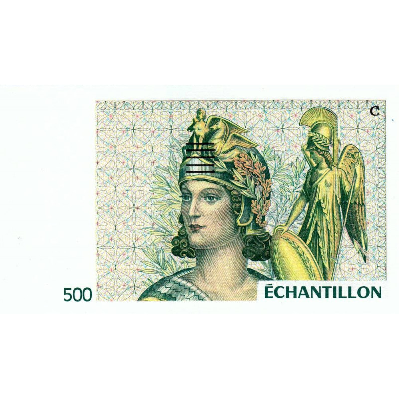 Athena à droite - 500 francs - DIS-04-B-05 - Couleure verte dominante - Etat : NEUF