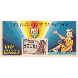 1962 - Loterie Nationale - 7e tranche - 1/10ème - Les Paralysés de France