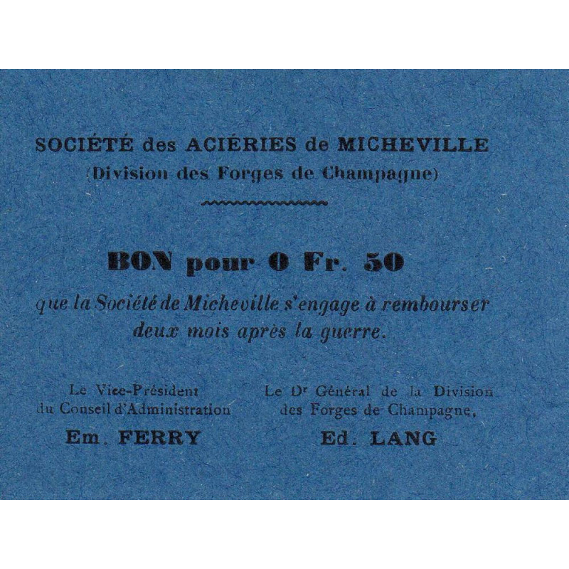 52 - Pirot 14 - Marnaval - Aciéries de Micheville - 0,50 franc - Etat : SPL à NEUF