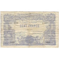 F A39-09 - 16/01/1873 - 100 francs - Indices - Noirs - Etat : TB+