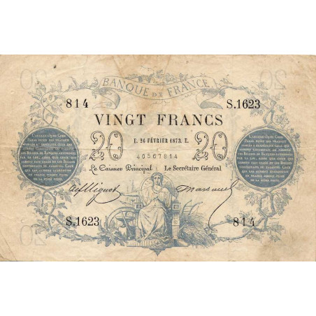 F A46-04 - 26/02/1873 - 20 francs - Type 1871 - Etat : TTB