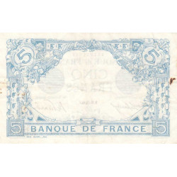 F 02-43 - 25/09/1916 - 5 francs - Bleu - Série R.14078 - Etat : TTB+