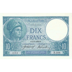 F 06-01 - 14/01/1916 - 10 francs - Minerve - Série R.104 - Etat : SPL