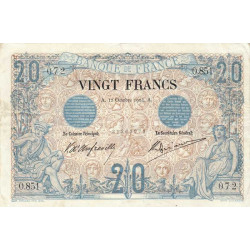 F 09-03 - 12/10/1904 - 20 francs - Noir - Etat : TTB-