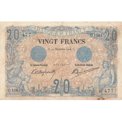 F 09-03 - 19/12/1904 - 20 francs - Noir - Série Q.1081 - Etat : TB à TB+