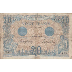 F 10-01 - 25/01/1906 - 20 francs - Bleu - Etat : TB