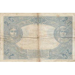 F 10-02 - 24/02/1912 - 20 francs - Bleu - Série J.1274 - Etat : TTB-