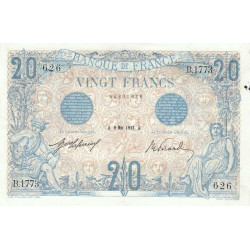 F 10-02 - 09/05/1912 - 20 francs - Bleu - Série B.1773 - Etat : SUP-