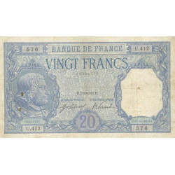 F 11-01 - 01/09/1916 - 20 francs - Bayard - Série U.412 - Etat : TB+