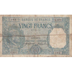 F 11-02 - 02/11/1917 - 20 francs - Bayard - Série G.3271 - Etat : B+ à TB-