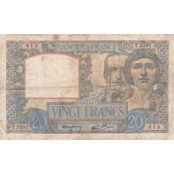 F 12-11 - 19/12/1940 - 20 francs - Science et Travail - Série T.2587 - Etat : TB-