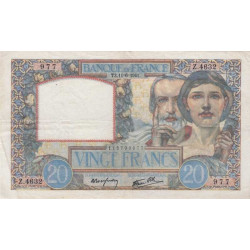 F 12-15 - 16/06/1941 - 20 francs - Science et Travail - Série Z.4632 - Etat : TTB